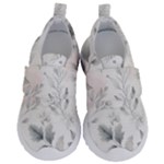 Light Grey and Pink Floral Kids  Velcro No Lace Shoes