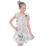 Light Grey and Pink Floral Kids  Tie Up Tunic Dress