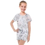 Light Grey and Pink Floral Kids  Mesh T-Shirt and Shorts Set