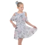 Light Grey and Pink Floral Kids  Shoulder Cutout Chiffon Dress