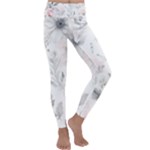 Light Grey and Pink Floral Kids  Lightweight Velour Classic Yoga Leggings