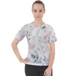 Light Grey and Pink Floral Women s Sport Raglan T-Shirt
