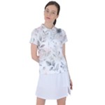 Light Grey and Pink Floral Women s Polo T-Shirt