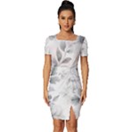 Light Grey and Pink Floral Fitted Knot Split End Bodycon Dress