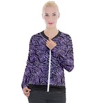 Enigmatic Plum Mosaic Casual Zip Up Jacket