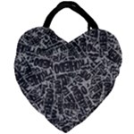 Rebel Life: Typography Black and White Pattern Giant Heart Shaped Tote