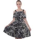 Rebel Life: Typography Black and White Pattern Cut Out Shoulders Chiffon Dress