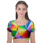 bring colors to your day Velvet Short Sleeve Crop Top 