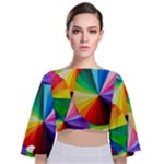 bring colors to your day Tie Back Butterfly Sleeve Chiffon Top
