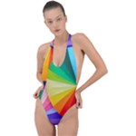 bring colors to your day Backless Halter One Piece Swimsuit