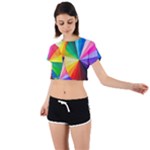 bring colors to your day Tie Back Short Sleeve Crop T-Shirt