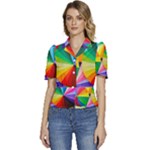 bring colors to your day Puffed Short Sleeve Button Up Jacket