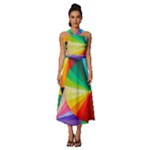 bring colors to your day Sleeveless Cross Front Cocktail Midi Chiffon Dress