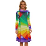 bring colors to your day Long Sleeve Shirt Collar A-Line Dress