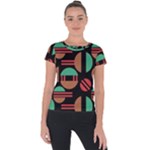 Abstract Geometric Pattern Short Sleeve Sports Top 