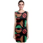 Abstract Geometric Pattern Sleeveless Velvet Midi Dress