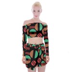 Abstract Geometric Pattern Off Shoulder Top with Mini Skirt Set