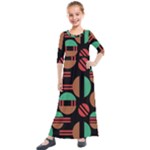 Abstract Geometric Pattern Kids  Quarter Sleeve Maxi Dress