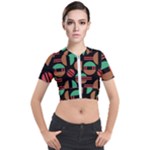 Abstract Geometric Pattern Short Sleeve Cropped Jacket