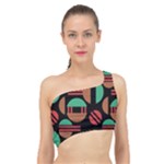 Abstract Geometric Pattern Spliced Up Bikini Top 