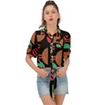 Abstract Geometric Pattern Tie Front Shirt 