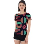 Abstract Geometric Pattern Back Cut Out Sport T-Shirt
