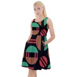Abstract Geometric Pattern Knee Length Skater Dress With Pockets