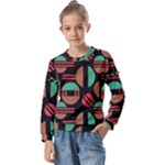 Abstract Geometric Pattern Kids  Long Sleeve T-Shirt with Frill 