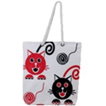 Cat Little Ball Animal Full Print Rope Handle Tote (Large)