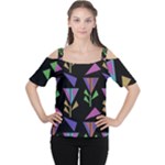 Abstract Pattern Flora Flower Cutout Shoulder T-Shirt