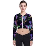 Abstract Pattern Flora Flower Long Sleeve Zip Up Bomber Jacket