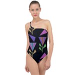Abstract Pattern Flora Flower Classic One Shoulder Swimsuit