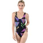 Abstract Pattern Flora Flower High Leg Strappy Swimsuit