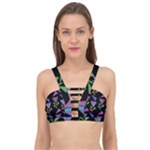 Abstract Pattern Flora Flower Cage Up Bikini Top