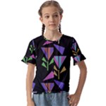 Abstract Pattern Flora Flower Kids  Cuff Sleeve Scrunch Bottom T-Shirt