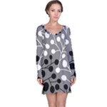 Abstract Nature Black White Long Sleeve Nightdress