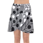 Abstract Nature Black White Wrap Front Skirt