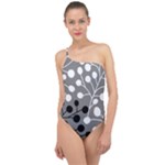 Abstract Nature Black White Classic One Shoulder Swimsuit