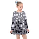Abstract Nature Black White Kids  Long Sleeve Dress