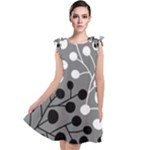 Abstract Nature Black White Tie Up Tunic Dress
