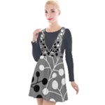 Abstract Nature Black White Plunge Pinafore Velour Dress