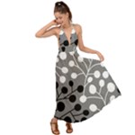 Abstract Nature Black White Backless Maxi Beach Dress