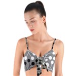 Abstract Nature Black White Woven Tie Front Bralet