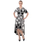 Abstract Nature Black White Front Wrap High Low Dress