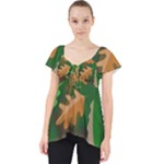 Leaves Foliage Pattern Oak Autumn Lace Front Dolly Top