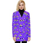 Abstract Background Cross Hashtag Button Up Hooded Coat 