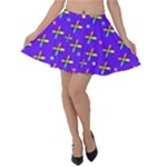 Abstract Background Cross Hashtag Velvet Skater Skirt