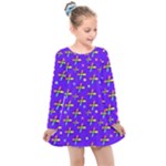 Abstract Background Cross Hashtag Kids  Long Sleeve Dress