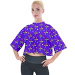Abstract Background Cross Hashtag Mock Neck T-Shirt