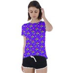 Abstract Background Cross Hashtag Short Sleeve Open Back T-Shirt